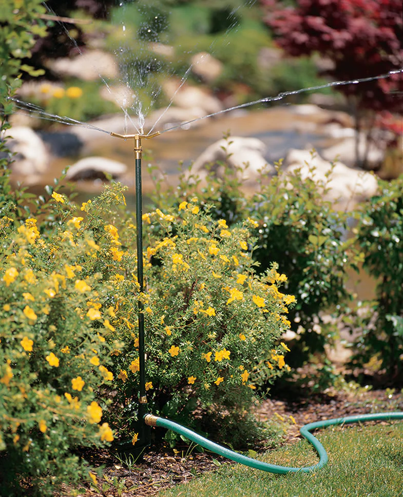 Telescoping High Rise Brass 3-Arm Sprinkler With Step Spike - OrbitOnline